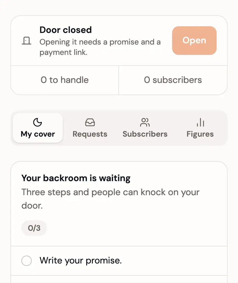 The Studio Pro with the door closed and the three-step checklist at zero.