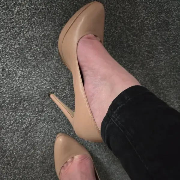 Nude heels, ready for anything.