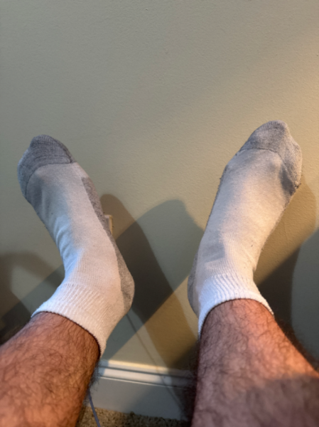 Hairy legs and white socks