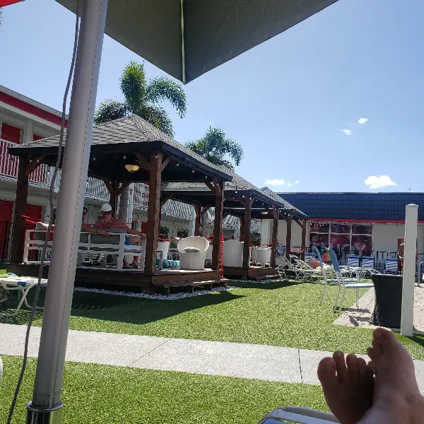 Relaxing by the pool